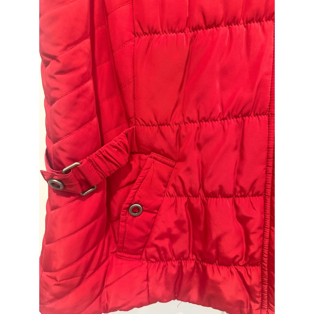 Tribal Poppy Red Quilted Puffer Vest Snap Front Side Buckles XL casual preppy - Picture 2 of 8